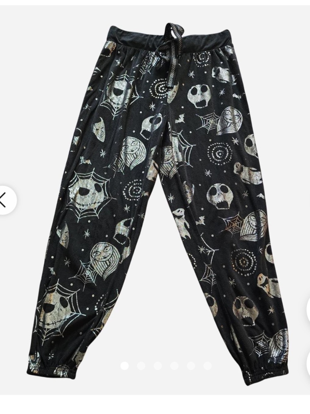Disney Nightmare Before Christmas Jack Skeleton Jogger Track Pants Black Silver